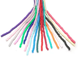 Close-up of vibrant 6mm colorful polymer clay heishi beads for DIY jewelry making