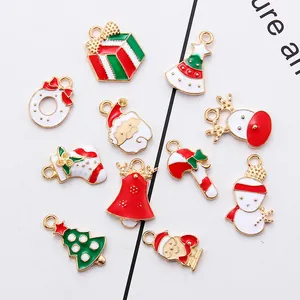 Christmas alloy charms set including Santa Claus, bells, and reindeer for DIY jewelry crafts