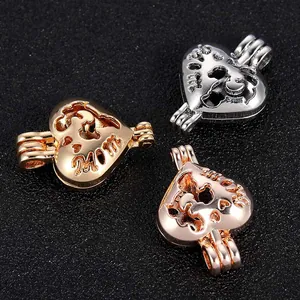 Pendentif cœur MOM en or, argent et or rose pour diffuseur d'huiles essentielles DIY