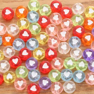 Colorful heart-shaped acrylic beads for DIY jewelry and phone charms making