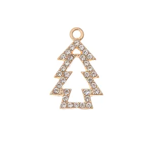 Fonkelende kerstboom hanger in goudlegering met strassteentjes voor doe-het-zelf sieraden