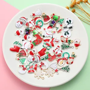 Ciondoli in Lega di Smalto Serie Natalizia Accessori per Gioielli Fai da Te per Realizzare Orecchini Collane Babbo Natale Albero Pupazzo di Neve Campana Charms