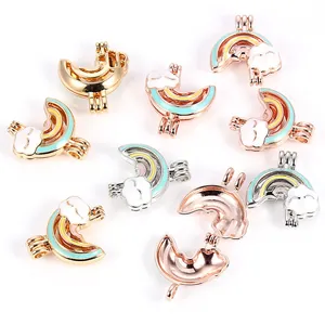 DIY Legering Emaille Regenboog Wolk Parelknoophanger Medaillon Hol Openbaar Sieraden Maken Onderdeel Voor Ketting