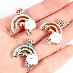 Regenboog wolk parel kooitjes hangers in roségoud voor DIY sieraden maken