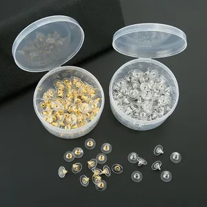 DIY Earring Backs Set UFO Disc Shape Alloy PVC Earring Stoppers Nipple Style Earring Backings For Studs Earrings Making