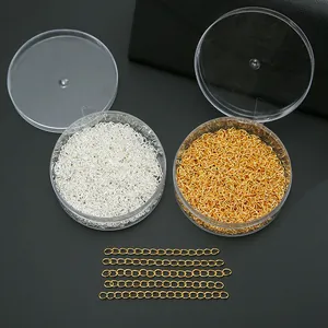 Gold and silver DIY jewelry extender chain set in transparent round boxes