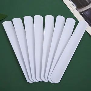 Set of 8 white blank PVC slap bracelets for DIY graffiti and creative personalization