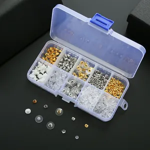 10-grid jewelry box with assorted metal and silicone earring backs for DIY jewelry making