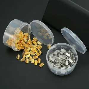 100 Stück goldene und silberne Bandklemmen aus Metall für DIY-Schmuckzubehör