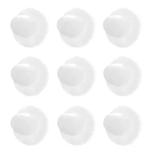 Set of 9 round translucent silicone nipple covers in a organized 3x3 layout for chest care