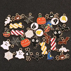 Halloween Ciondoli in Lega di Smalto Misti Zucca Fantasma Gatto Pipistrello Caramelle Cappello da Strega Per Fai Da Te Gioielli