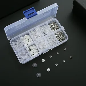 10-grid transparent storage box with silicone and metal earring backs for DIY jewelry