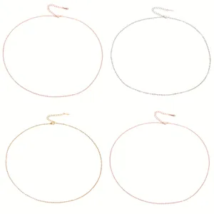 14k gold plated necklace chains with lobster clasps in four colors on a white background