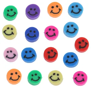Perles colorées en pâte polymère avec smileys pour la création de bijoux DIY