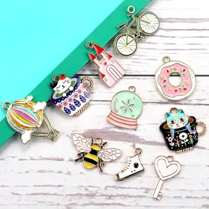 Detailed collection of assorted colorful enamel alloy charms for DIY jewelry making