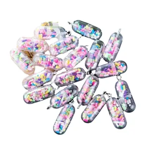 Colorful creative capsule pendant accessories with metal rings for DIY jewelry making