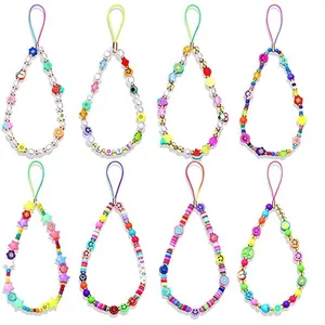 Collezione di Cordini per Telefono in Perline Colorate Assortiti Frutta Faccia Sorridente Cuore Fiore Argilla Morbida Perline Acriliche Ciondolo Telefono Gioielli Donna Ragazze