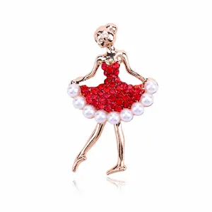 Eleganter Ballett-Tänzerin-Brosche Vergoldete Legierung Mit Strass Und Kunstperle Schmuck Für Damen Hochzeit Bankett Party Pin