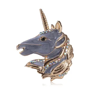 Fashion Creative Unicorn Brooch Alloy Enamel Rhinestone Fairy Tale Animal Pin Decoration For Women Jewelry