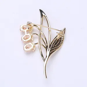 Detailed back view of a gold floral brooch showing the pin clasp and metal structure