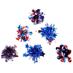 Kit decorazioni del 4 luglio rosso bianco blu con stelle e frange metalliche per festività