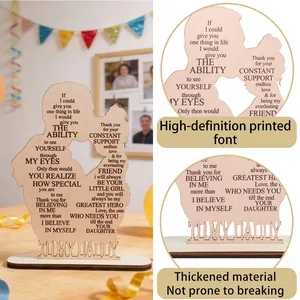 Father's Day wooden plaque featuring father and daughter silhouette with engraved tribute