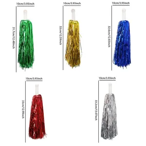 Pompons de pom-pom girl métalliques en cinq couleurs avec dimensions et poignées