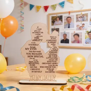 Father's Day wooden silhouette plaque with 'TO MY DADDY' message and warm family background