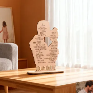 Father's Day wooden plaque with father and child silhouette and laser engraved poem
