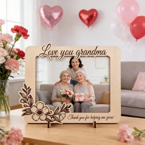 Creative wooden picture frame for grandma with floral patterns and heartfelt quotes