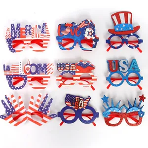 Lot de 9 lunettes de fête pailletées rouge blanc bleu pour les fans de football