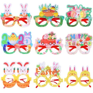 Set di 9 occhiali pasquali in carta con conigli e pulcini per accessori fotografici