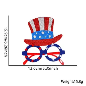 Glittery US flag themed party glasses for football fans with size and weight dimensions