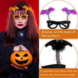 Halloween bat glasses with glitter wings and adjustable wire frames for party costume