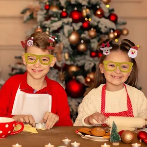 Christmas party prop set with glittery Santa and reindeer glasses and headbands