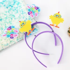 Set de serre-têtes de Pâques avec poussin jaune et décorations de lapin à ressort