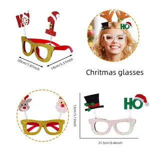 Festive Santa and Reindeer Christmas party glasses for kids with detailed size dimensions