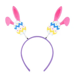 Serre-tête de Pâques avec oreilles de lapin en feutre rose et œufs décorés colorés