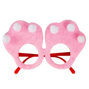 Pink plush cat paw party glasses for Easter costume and festive photography props