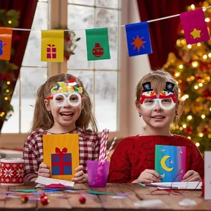 Kids LED glowing Christmas glasses featuring Merry Christmas glitter and snowman designs