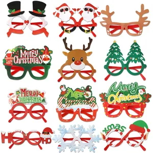 Christmas PVC Glasses Frames For Party Decorations Cartoon Reindeer Santa Claus Snowman Festive Eyewear For Kids Adults Holiday Gift