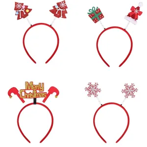 Weihnachtsstirnbänder Set mit Paillettenbäumen, Weihnachtsmannmützen und Schriftzug