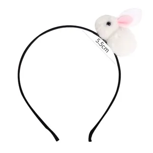 Cute plush Easter bunny headband for kids with 5.5cm white rabbit and pink ears