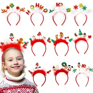 Christmas Headbands For Kids Women Santa Claus Reindeer Antlers Snowman Gingerbread Man Xmas Party Favors Accessories