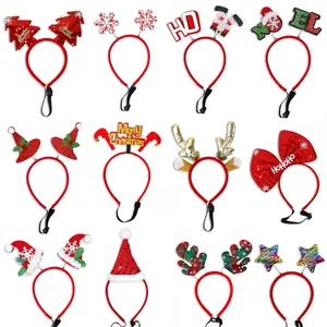 Christmas Pet Headband Adjustable Reindeer Antler Christmas Tree Sequin Headwear For Dogs Cats Holiday Party Costume Decor