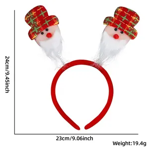Detail view of Santa headband with red plaid hat and dimensions of 24x23cm for party decor