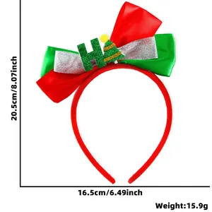 Detailed view of a Christmas headband with size 20.5x16.5cm and a large holiday bow