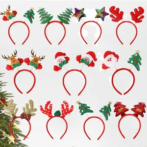 Christmas Headband Antlers Santa Reindeer Star Sequin Hair Hoop For Holiday Party Decoration Kids Adults Festive Headwear