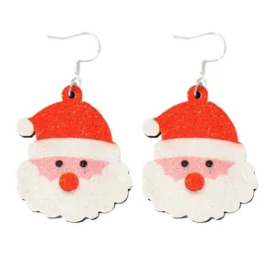 Glinsterende vilt Kerstman hangende oorbellen voor kerstkostuums met zilveren haken