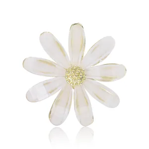 Élégante Broche Marguerite Blanche Pour Femmes Style Coréen Alliage Émail Accessoire Botanique Pour Costume Manteau Bijoux